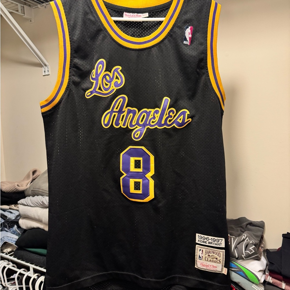 Bootleg Mitchell & Ness Black Jersey with Gold and Purple Trim